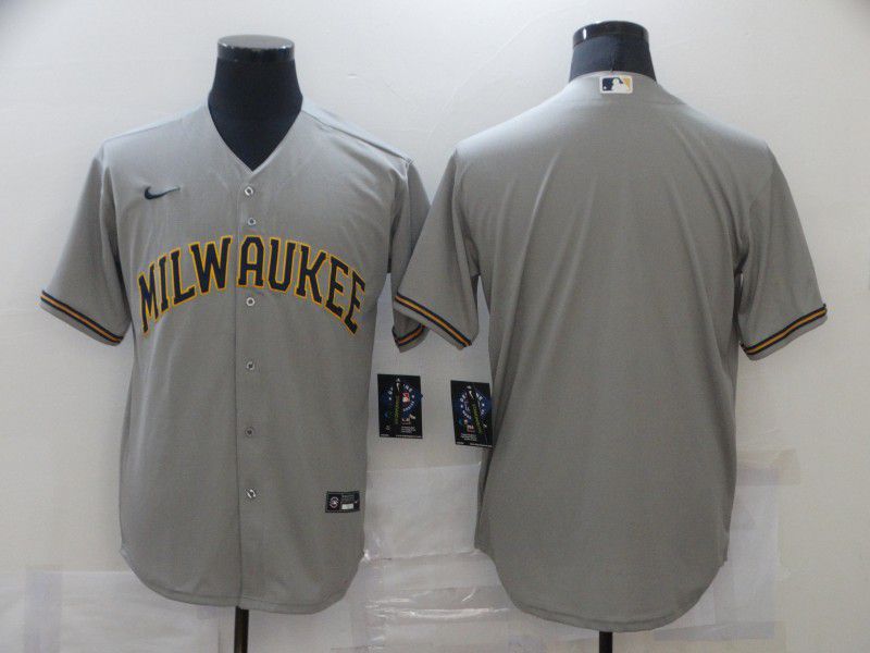 Men Milwaukee Brewers Blank Grey Game Nike MLB Jerseys